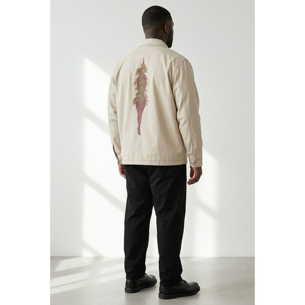 Second/Layer Mural High Point Streetwear Relaxed Coaches Jacket Beige Men 2XL